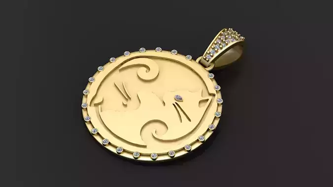 Diamond Cat Medallion Pendan