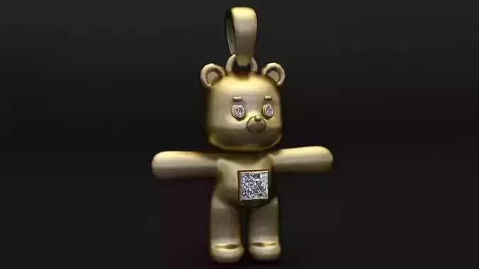 Diamond Teddy Bear Pendant