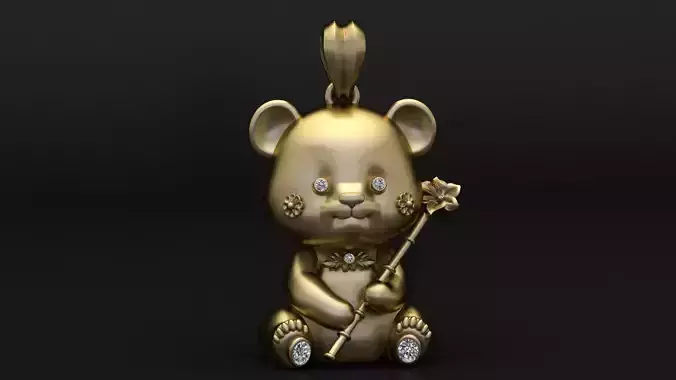 Floral Teddy Bear Pendant