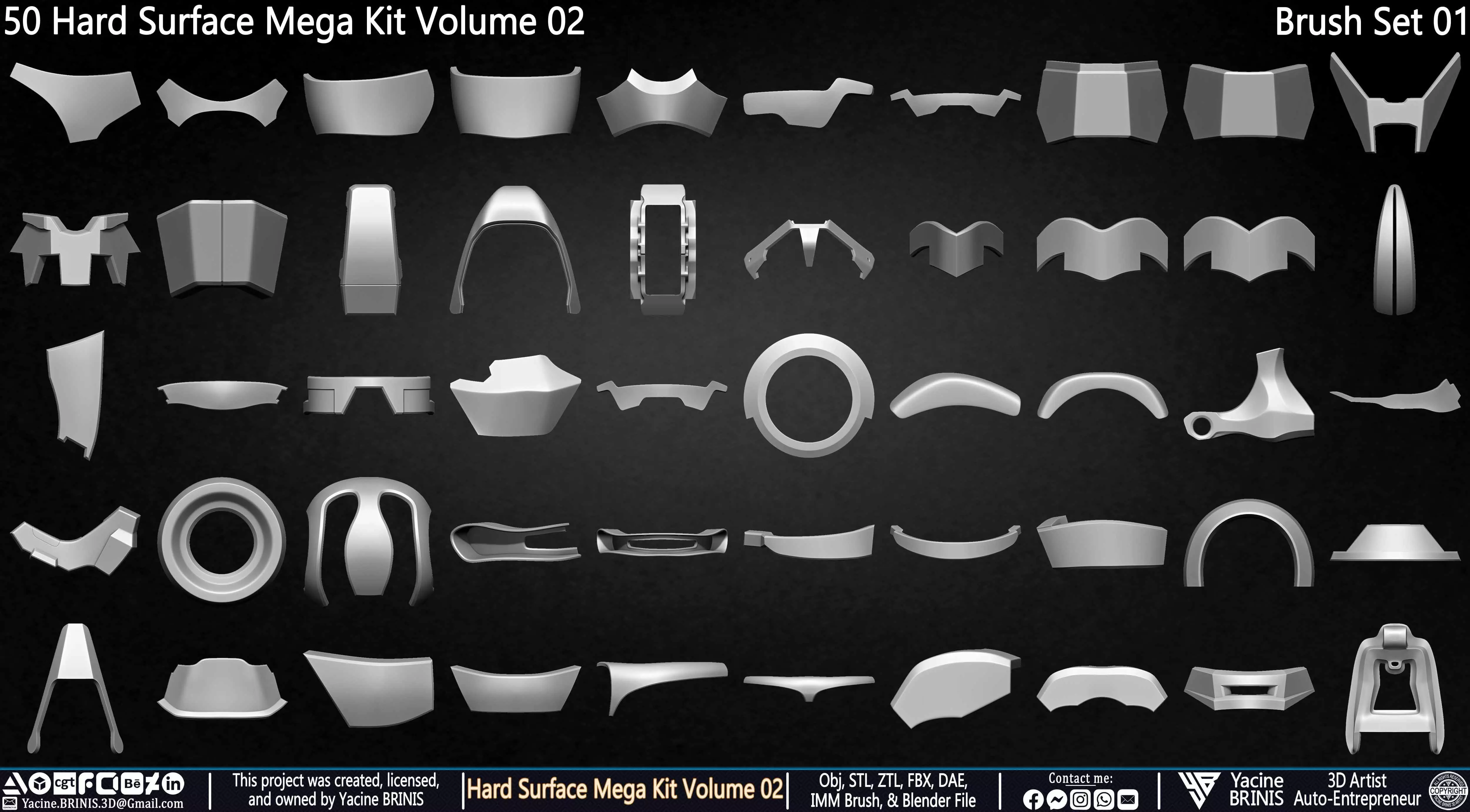 Hard Surface Mega Kit and IMM Brushes Volume 02 Low-poly 3D model_9