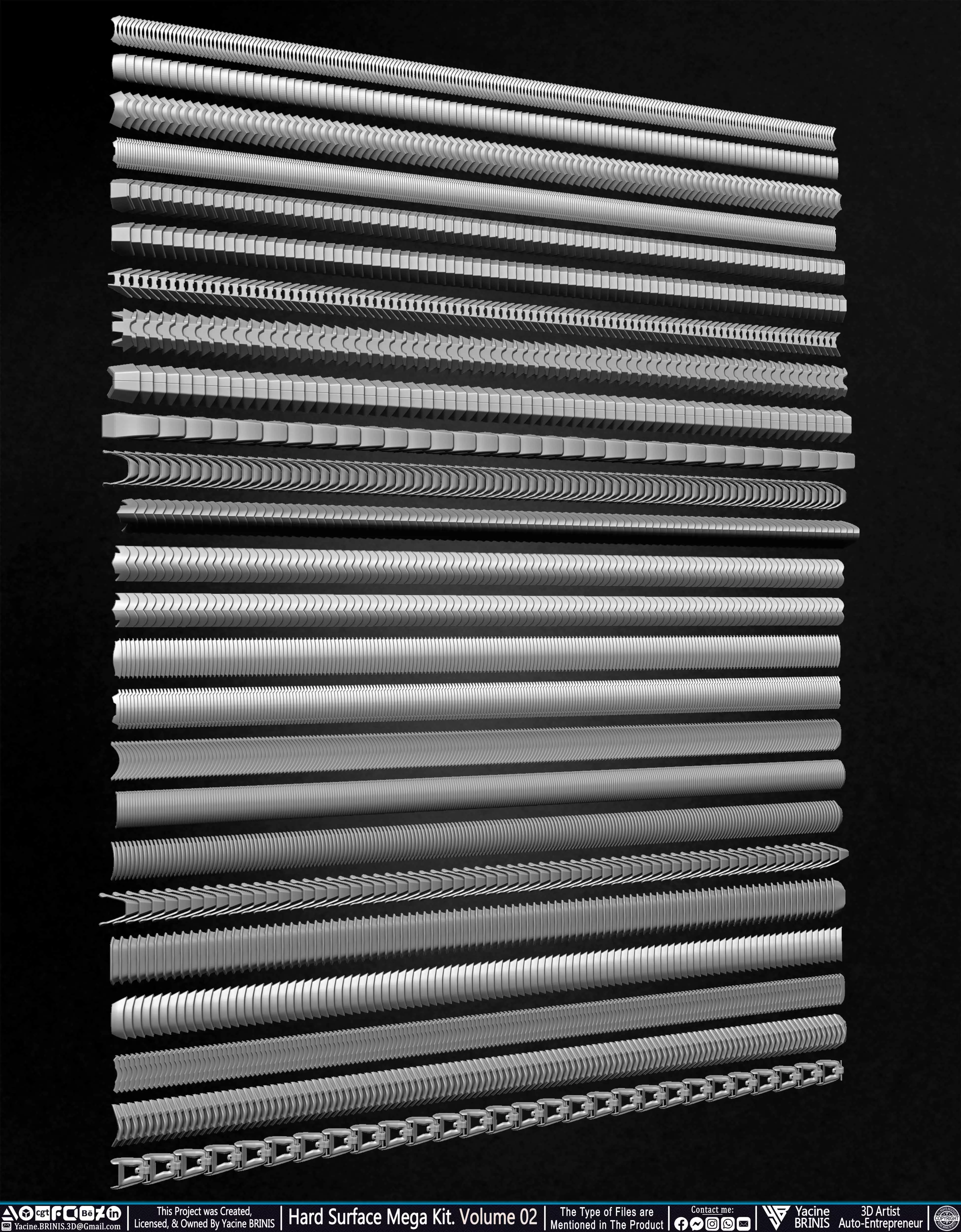 Hard Surface Mega Kit and IMM Brushes Volume 02 Low-poly 3D model_30