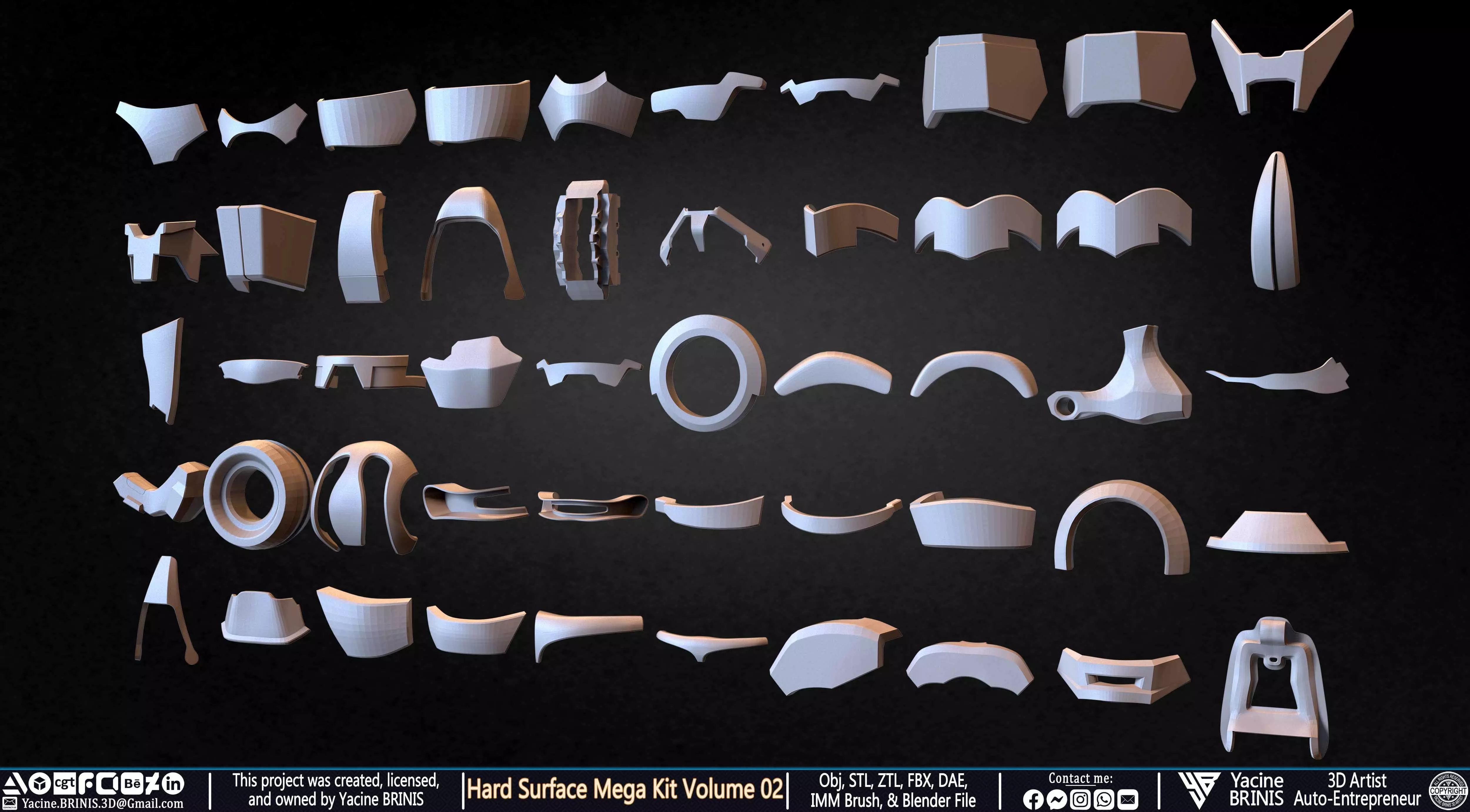 Hard Surface Mega Kit and IMM Brushes Volume 02 Low-poly 3D model_2