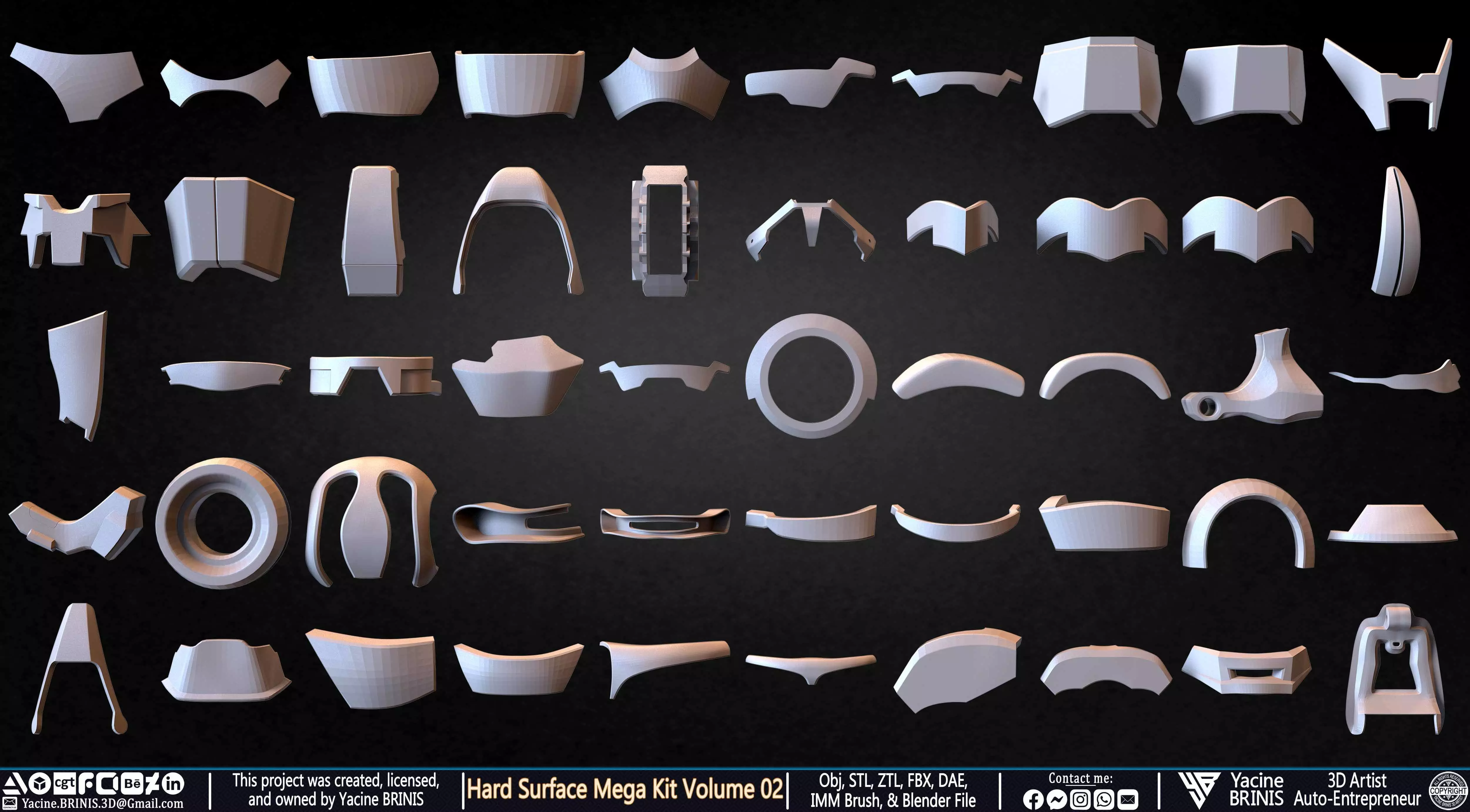 Hard Surface Mega Kit and IMM Brushes Volume 02 Low-poly 3D model_1