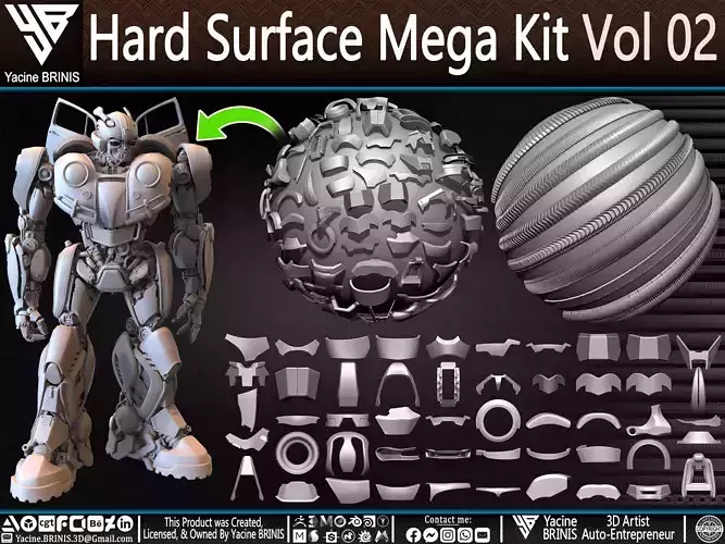 Hard Surface Mega Kit and IMM Brushes Volume 02 Low-poly 3D model Hard Surface Mega Kit and IMM Brushes Volume 02 Low-poly 3D model