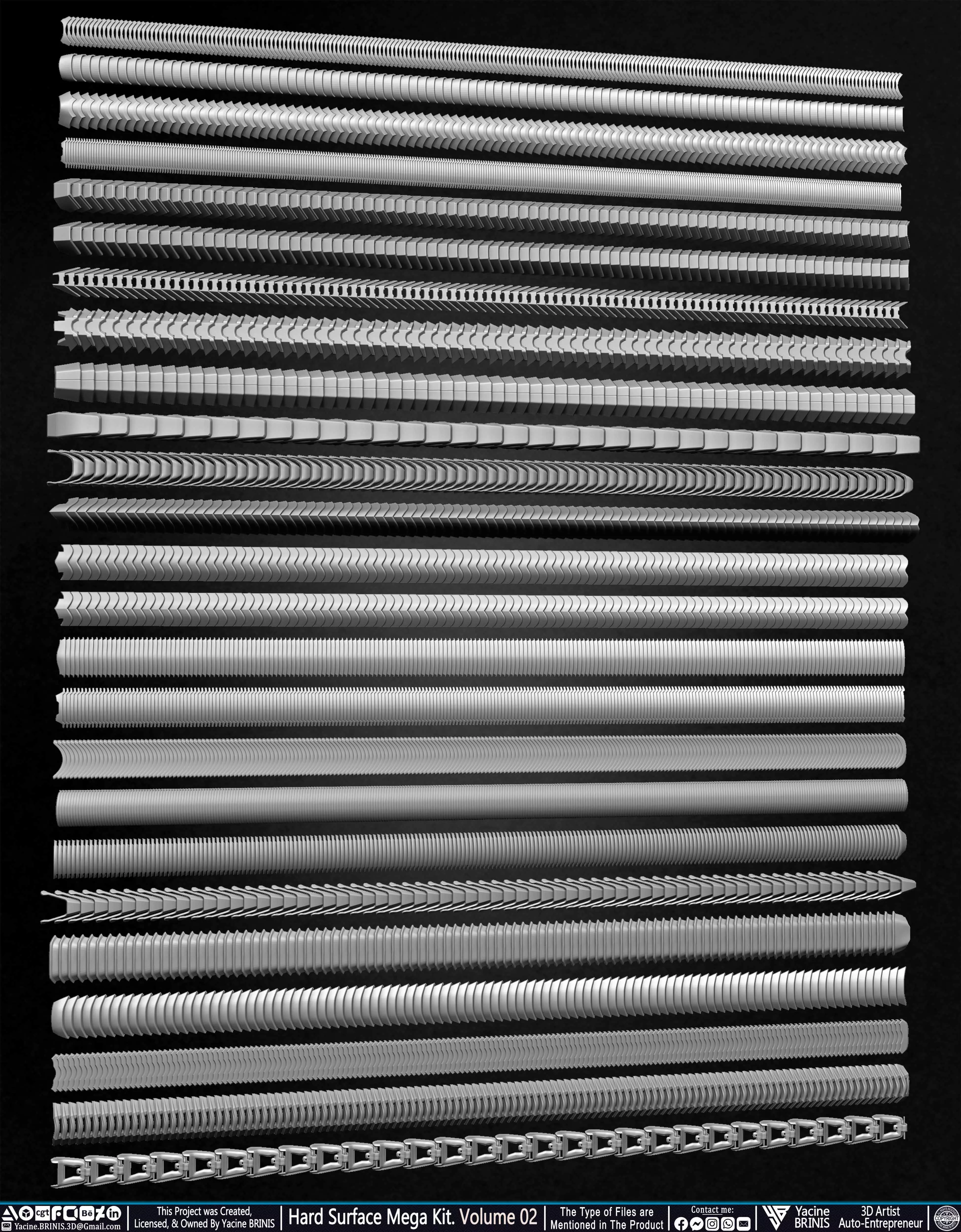 Hard Surface Mega Kit and IMM Brushes Volume 02 Low-poly 3D model_29