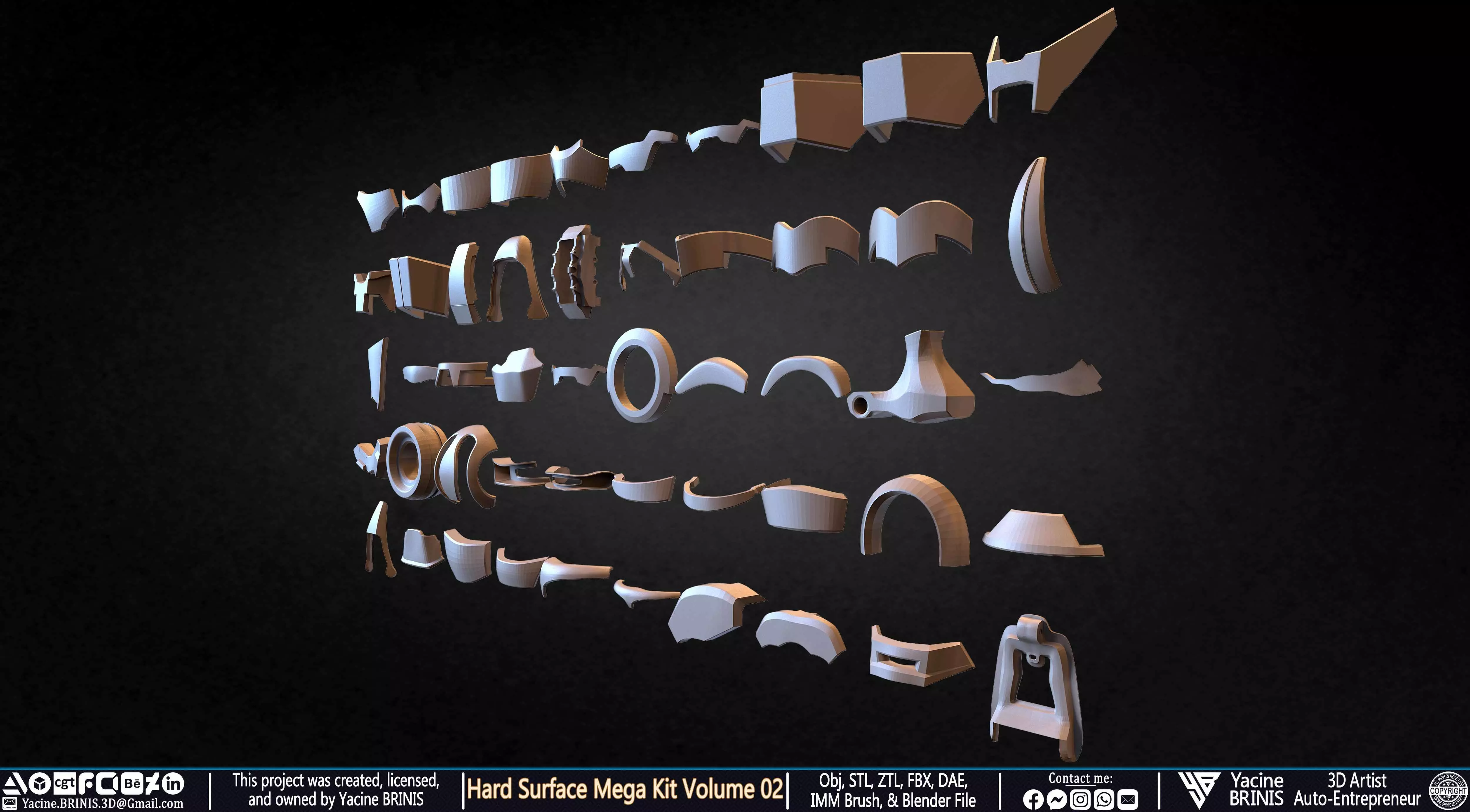 Hard Surface Mega Kit and IMM Brushes Volume 02 Low-poly 3D model_4