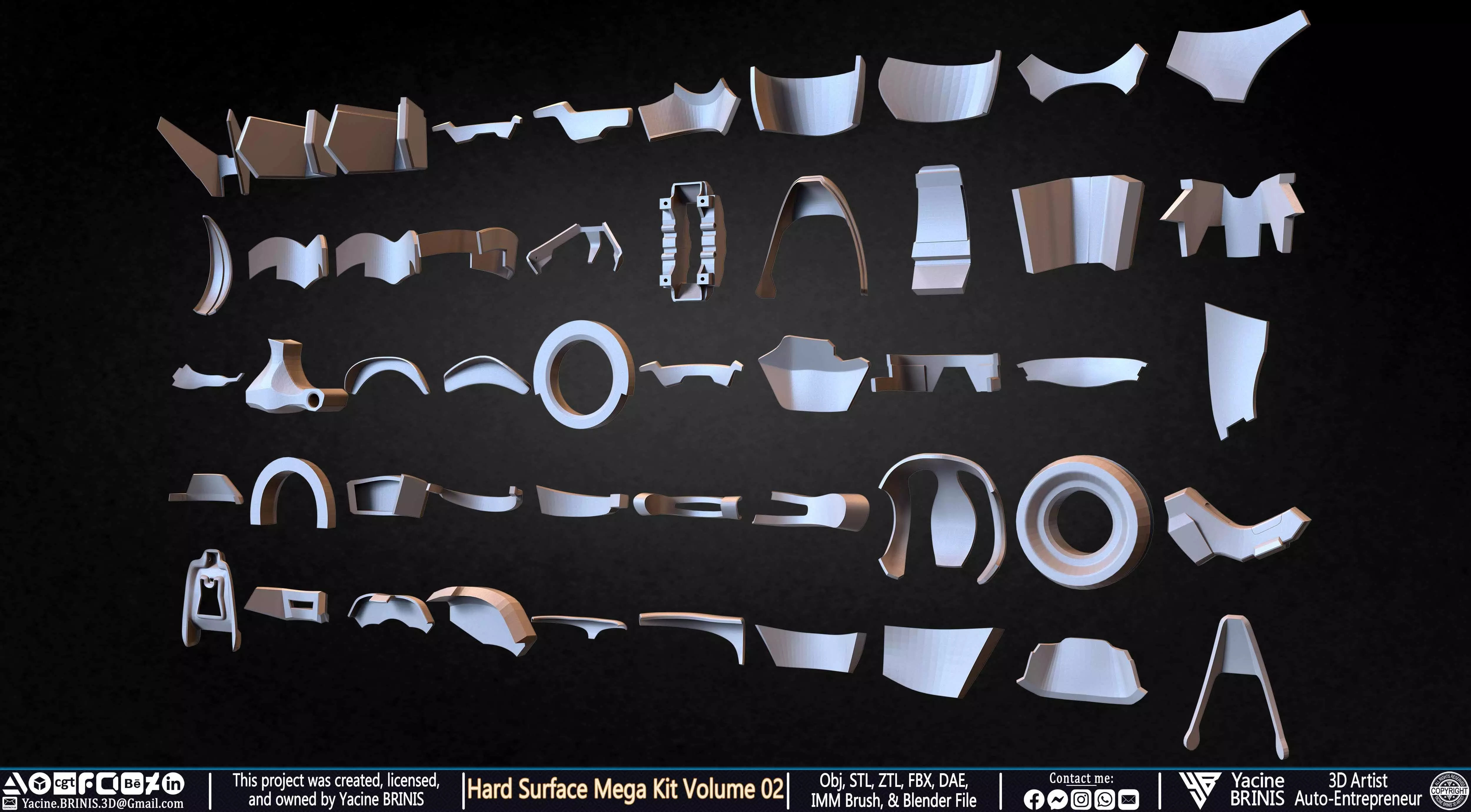 Hard Surface Mega Kit and IMM Brushes Volume 02 Low-poly 3D model_6