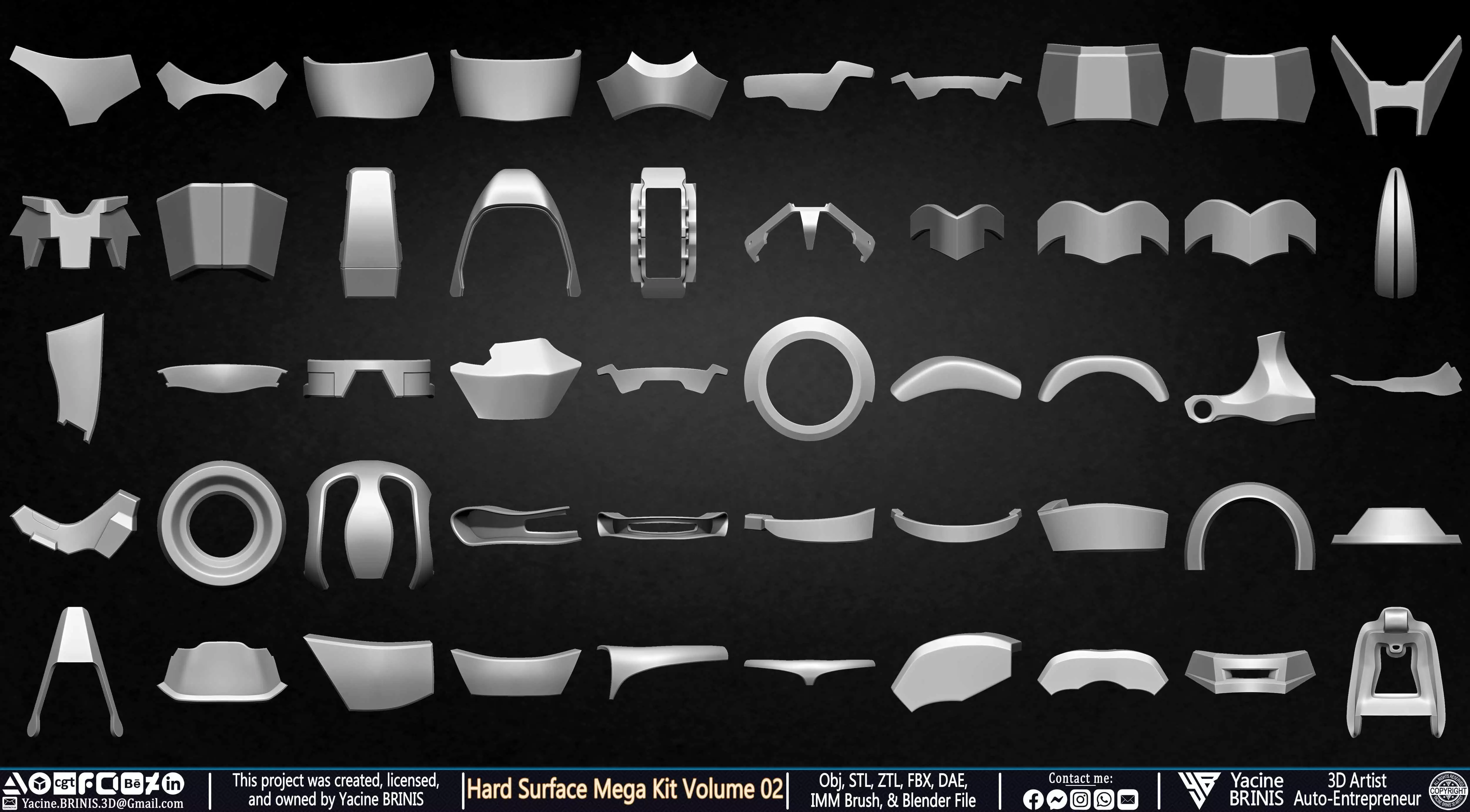 Hard Surface Mega Kit and IMM Brushes Volume 02 Low-poly 3D model_8