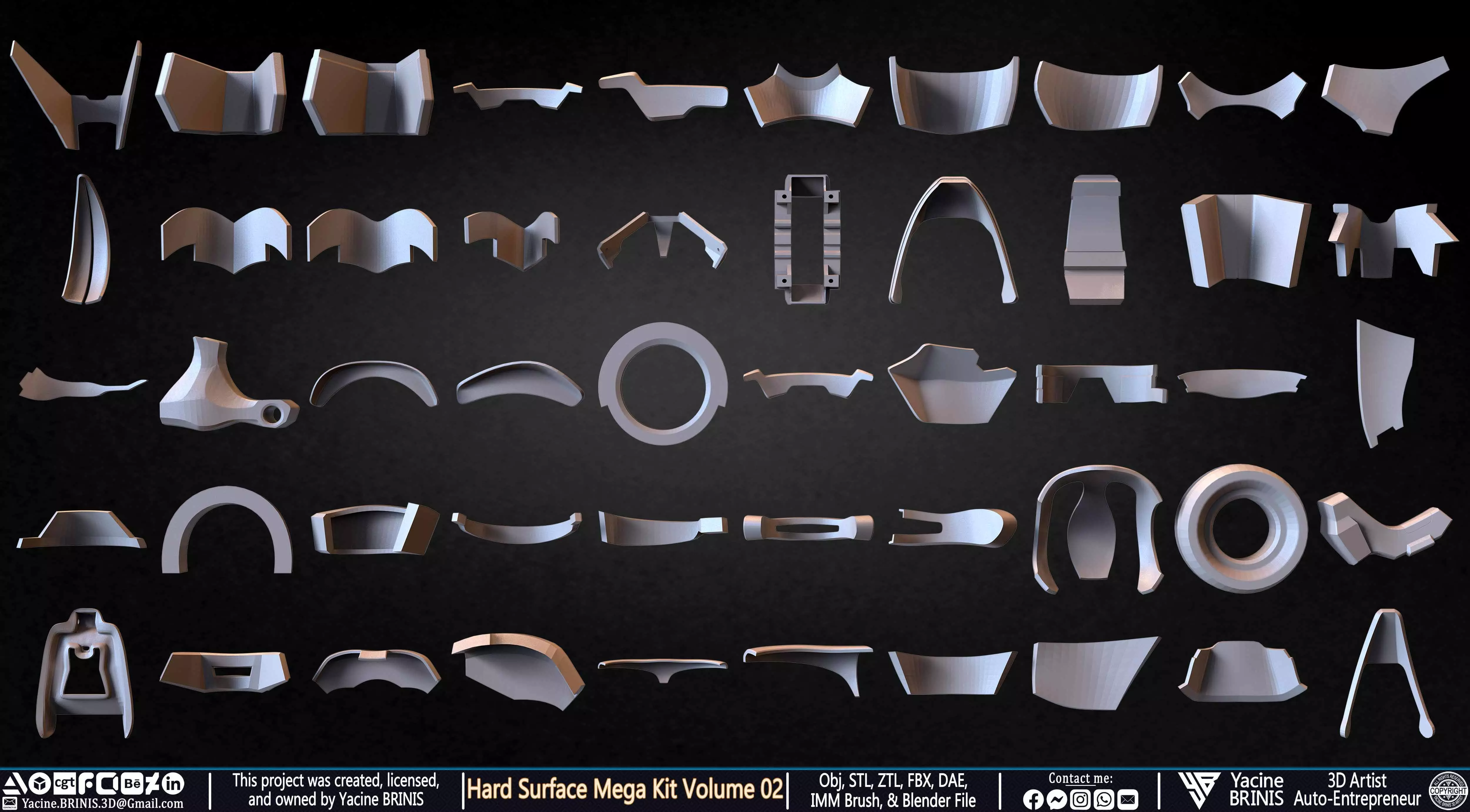 Hard Surface Mega Kit and IMM Brushes Volume 02 Low-poly 3D model_5