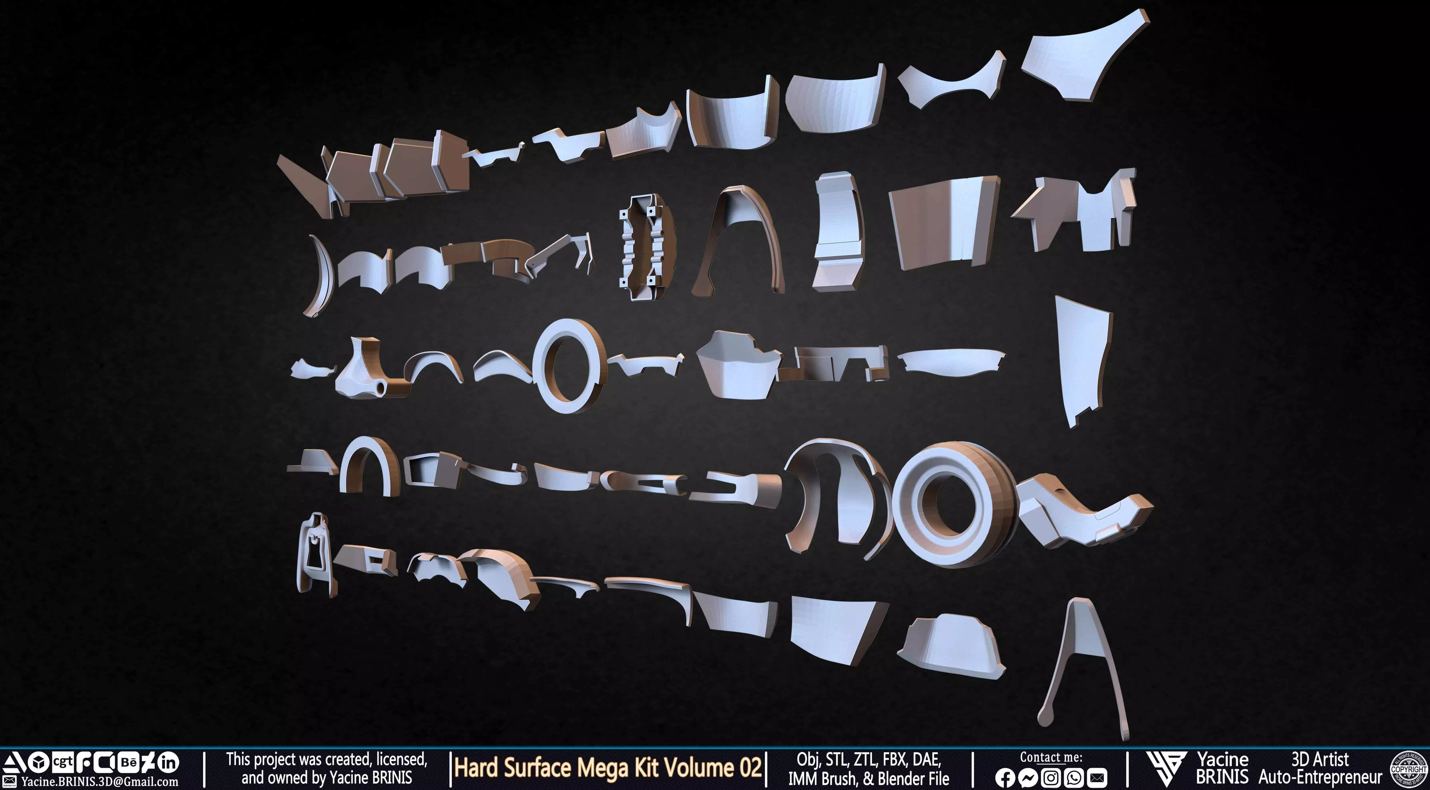 Hard Surface Mega Kit and IMM Brushes Volume 02 Low-poly 3D model_7