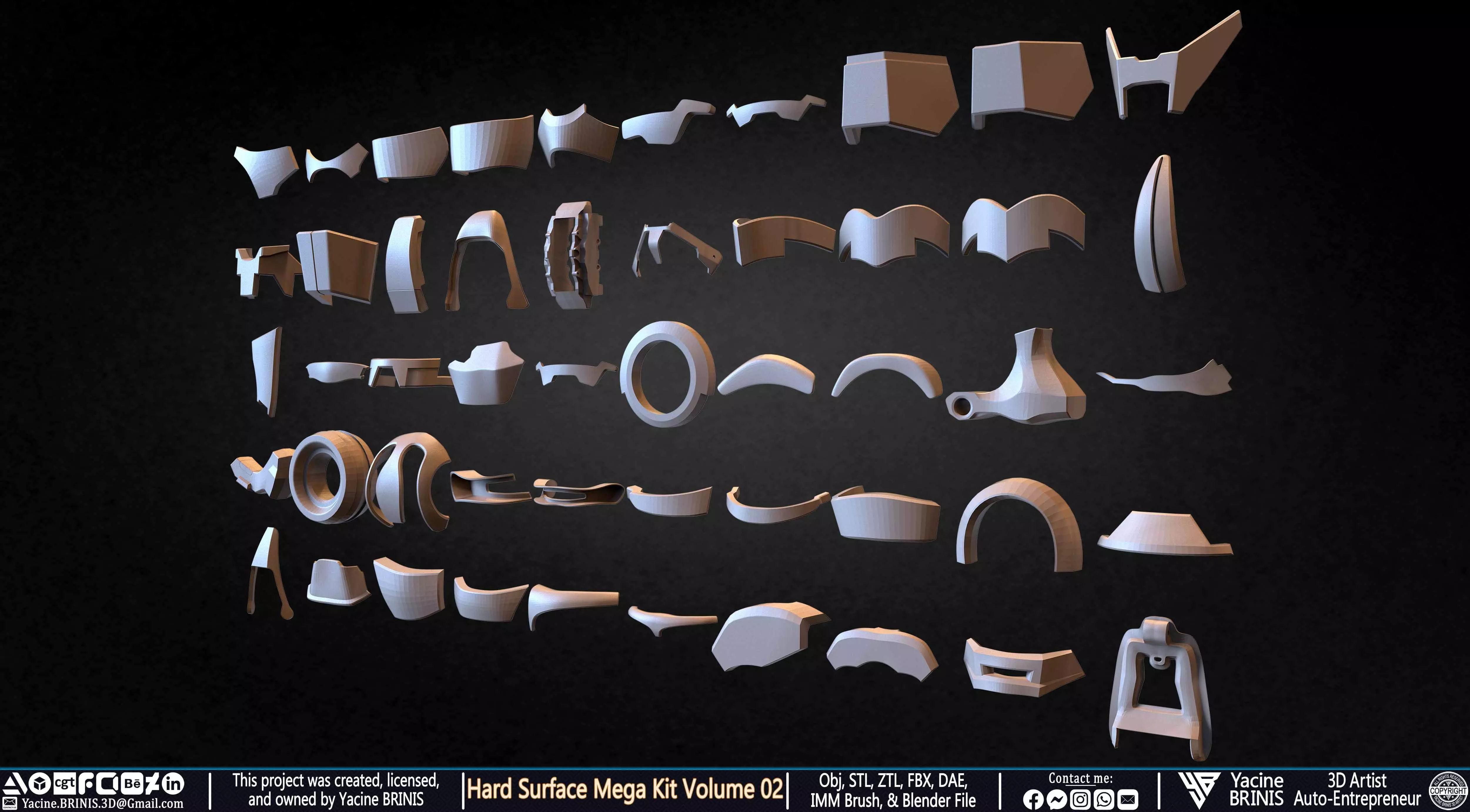 Hard Surface Mega Kit and IMM Brushes Volume 02 Low-poly 3D model_3