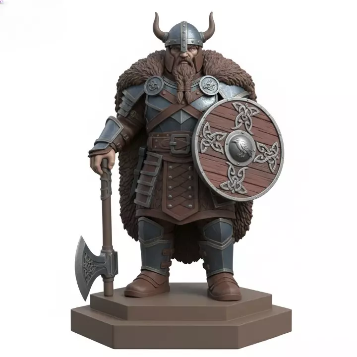 2708 Viking Warrior in Full Armor 3D Model fantasy 3D print model_4