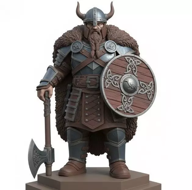 2708 Viking Warrior in Full Armor 3D Model fantasy 3D print model_7