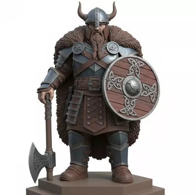 2708 Viking Warrior in Full Armor 3D Model fantasy 3D print model_1