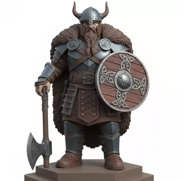 2708 Viking Warrior in Full Armor 3D Model fantasy 3D print model_6
