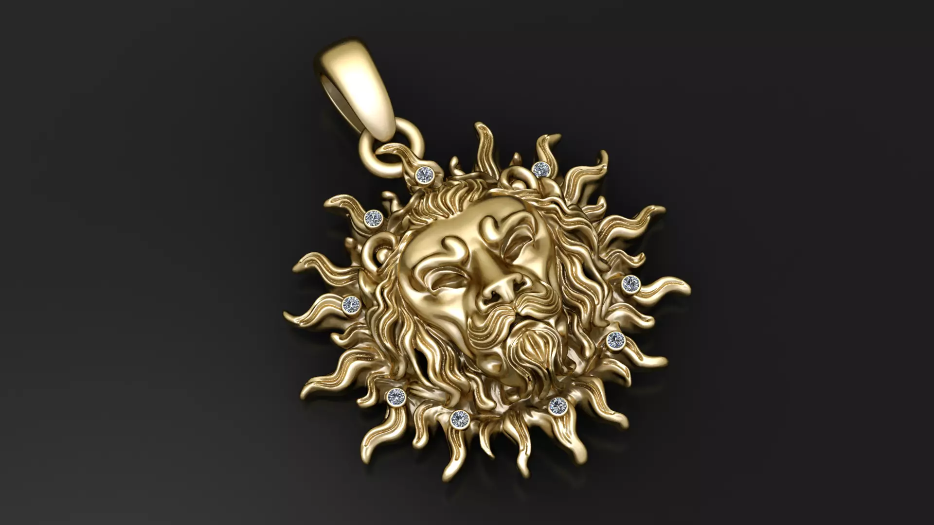 Golden Sun God Pendant 3D print model