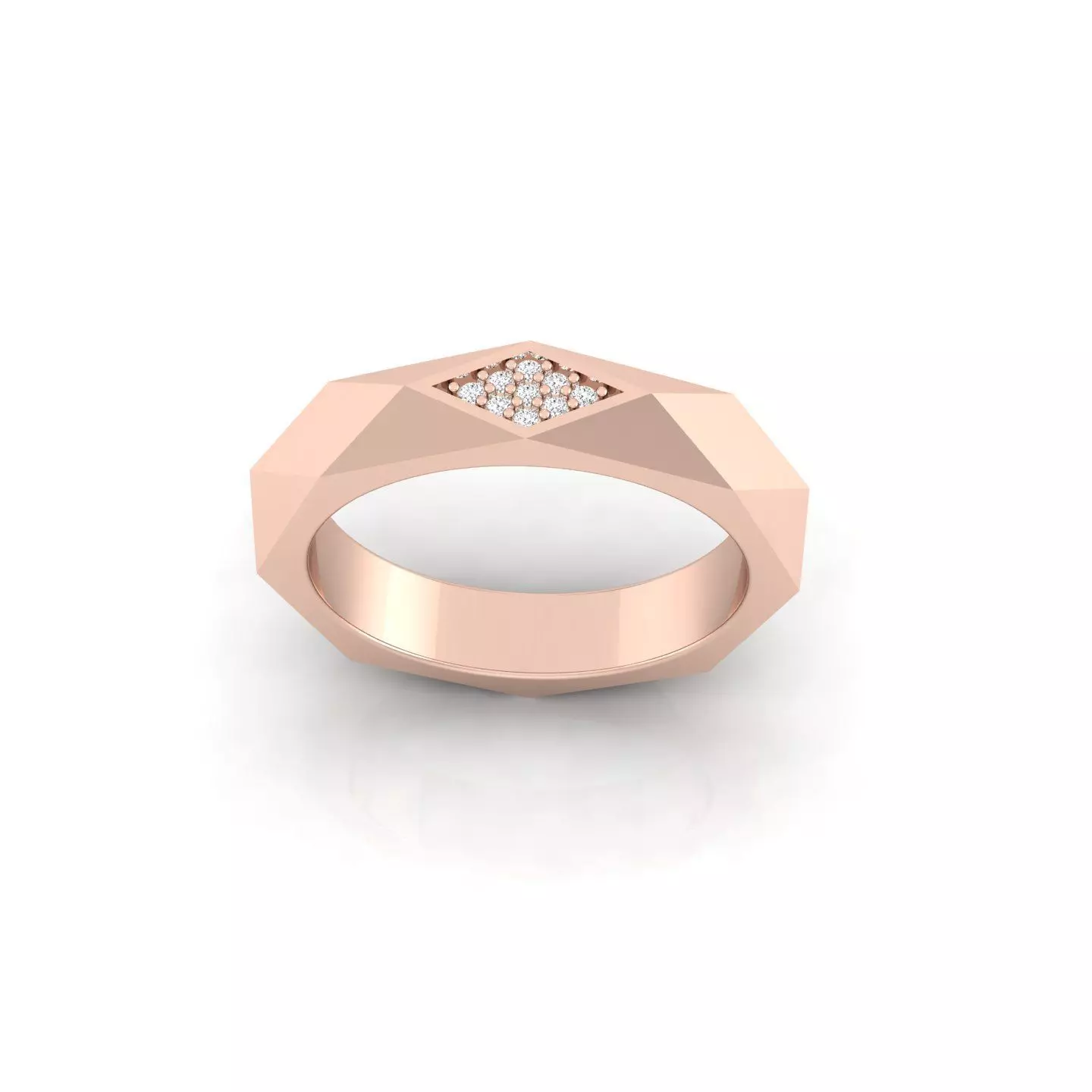 Faceted Ring With Gems 3D print model_5
