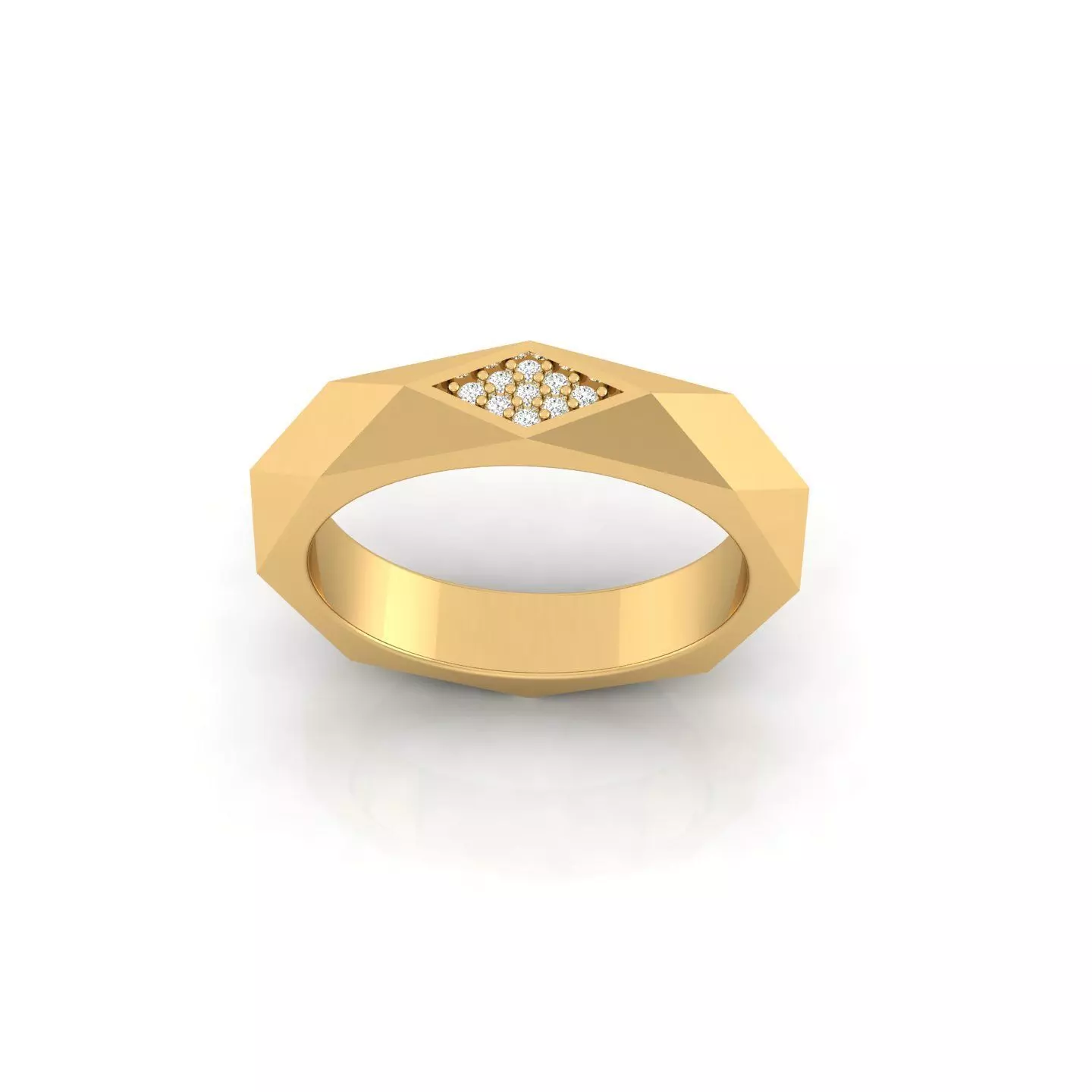 Faceted Ring With Gems 3D print model_3