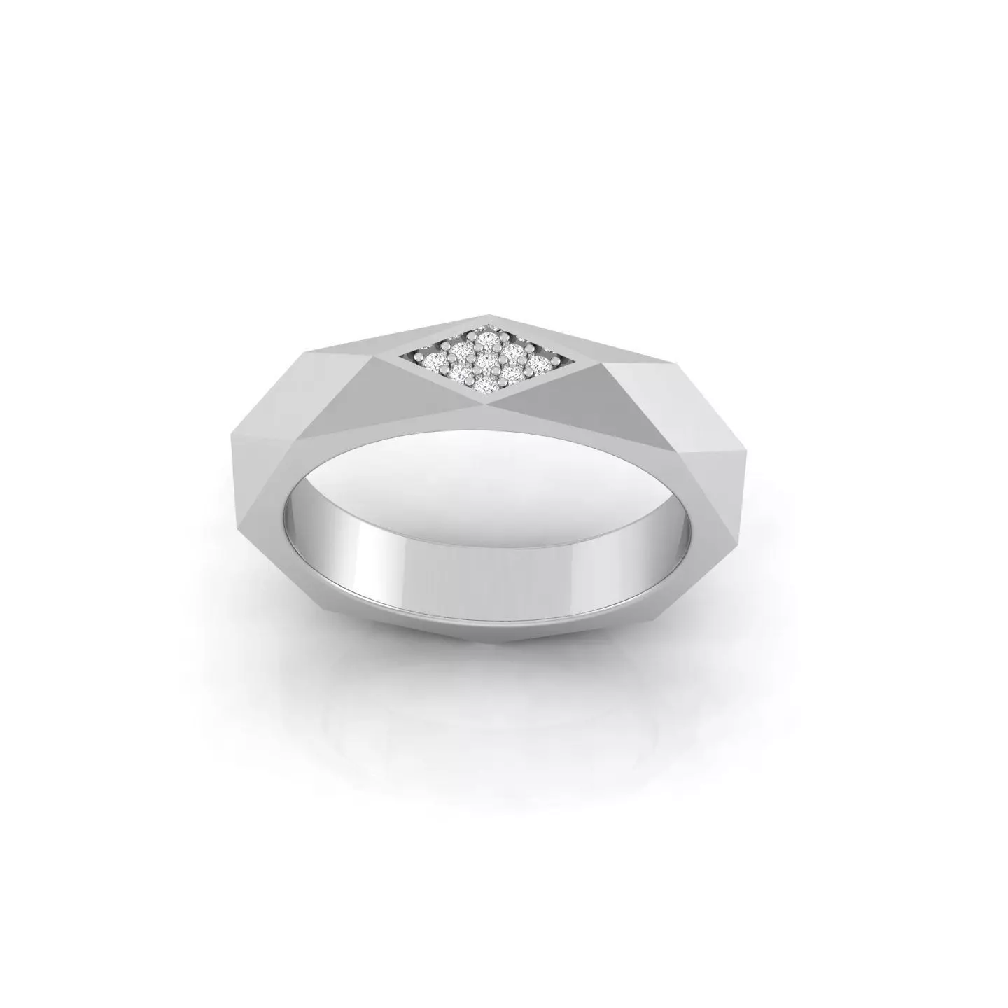Faceted Ring With Gems 3D print model_4