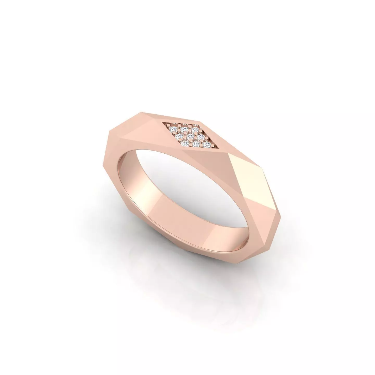 Faceted Ring With Gems 3D print model_2