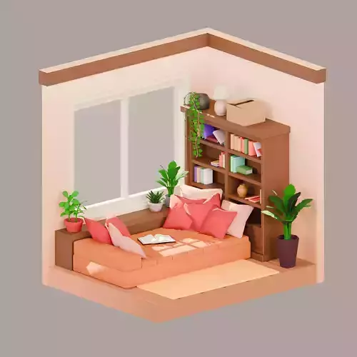  Reading Nook - Stylized 3D Interior Scene