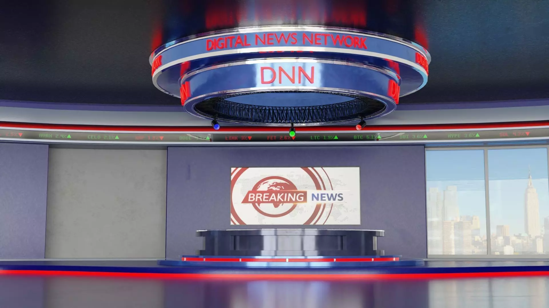 Virtual TV News Studio 3D model_3