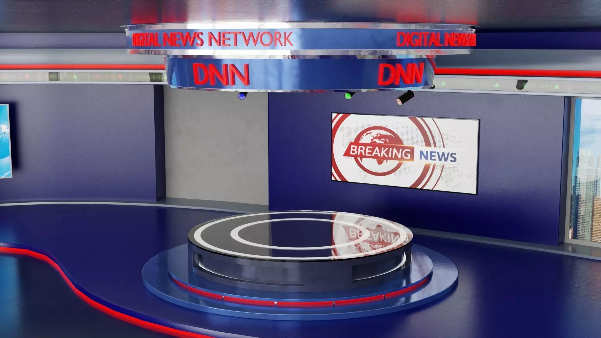 Virtual TV News Studio 3D model_4