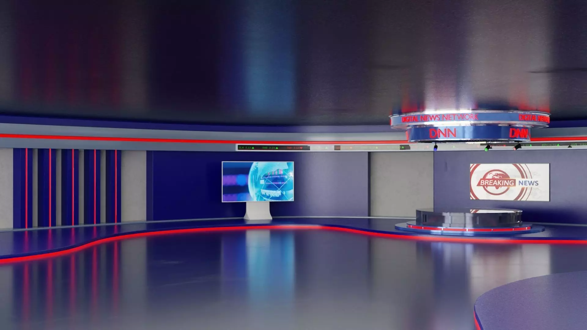 Virtual TV News Studio 3D model_1