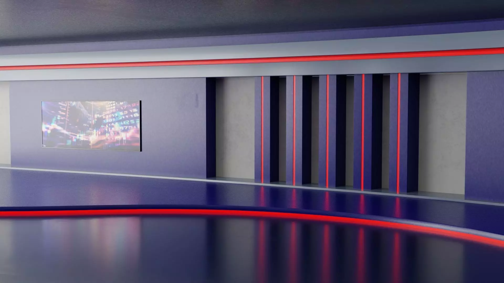 Virtual TV News Studio 3D model_5
