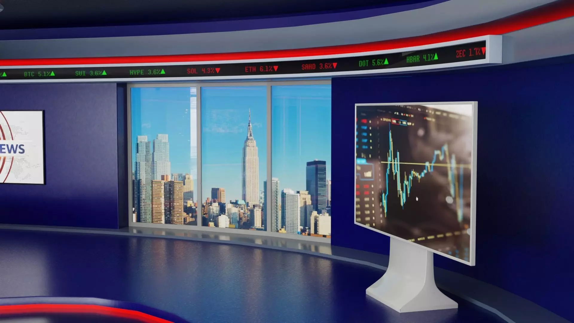 Virtual TV News Studio 3D model_9