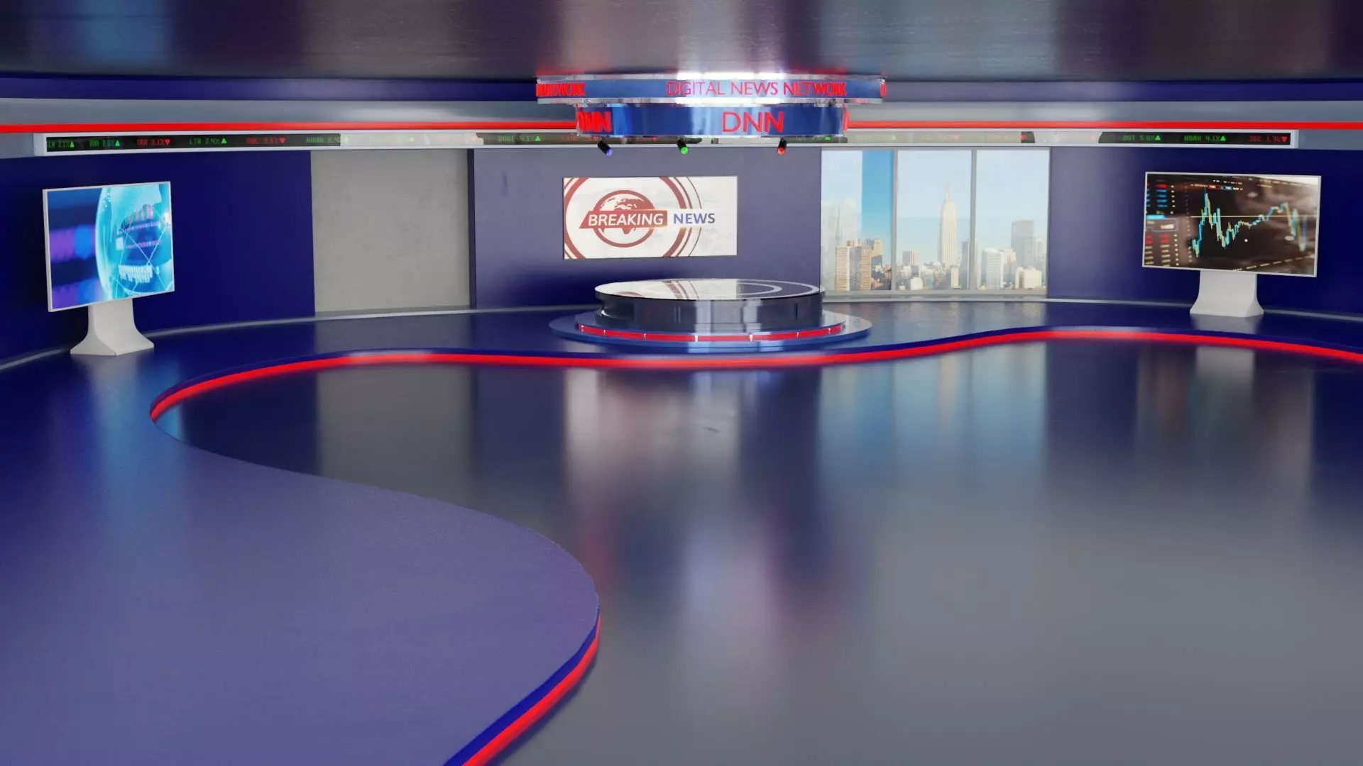 Virtual TV News Studio 3D model_0