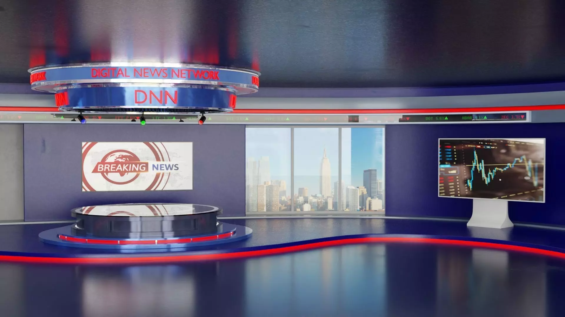 Virtual TV News Studio 3D model_2