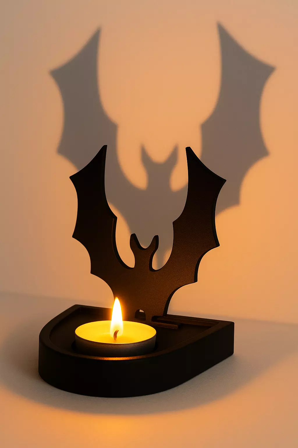 3D Printable Halloween Candle Holder with Bat Design Free 3D print model_0