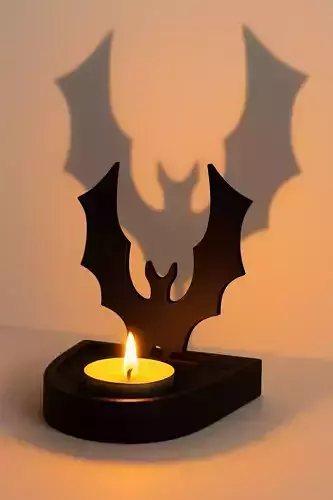 3D Printable Halloween Candle Holder with Bat Design 