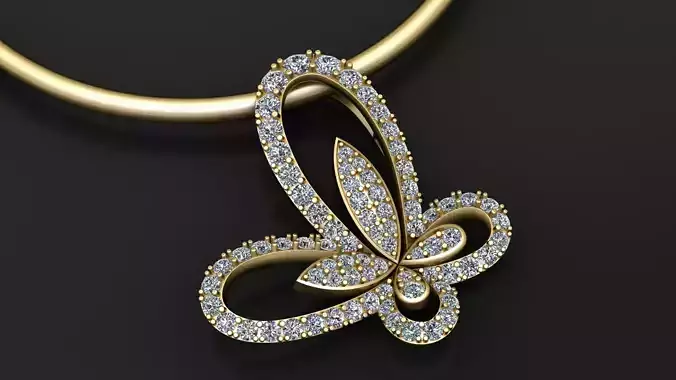 Diamond Butterfly Pendant