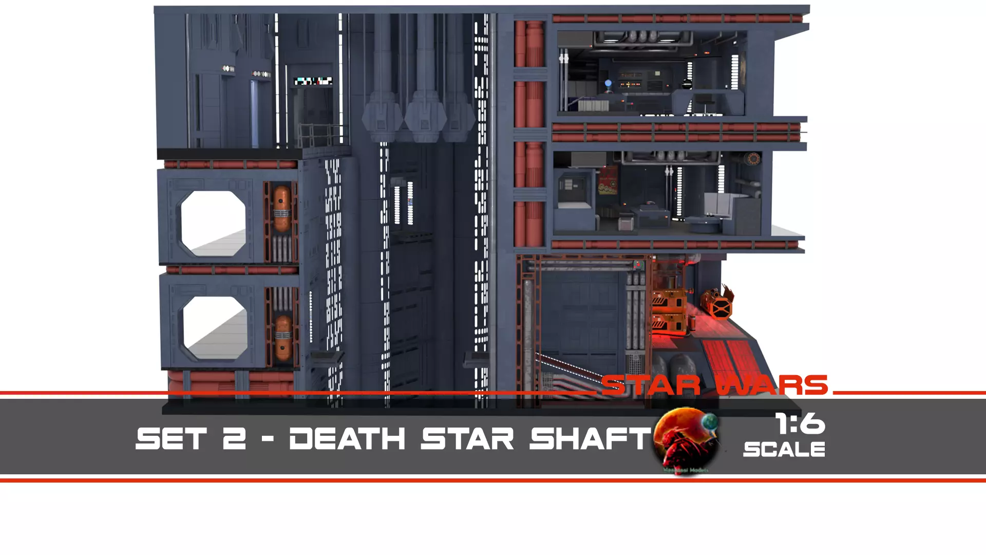Set 2 - Death Star Shaft 1-6 Scale 3D Model Collection_0