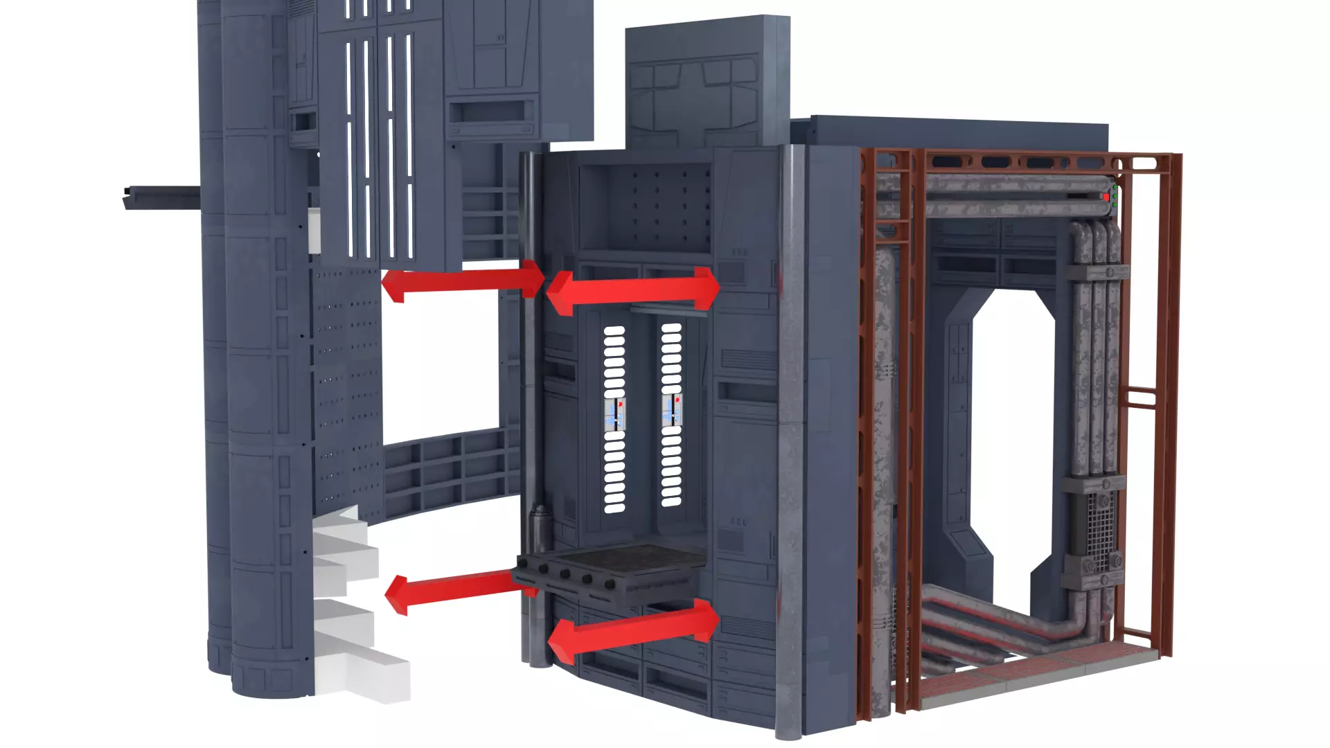 Set 2 - Death Star Shaft 1-6 Scale 3D Model Collection_78
