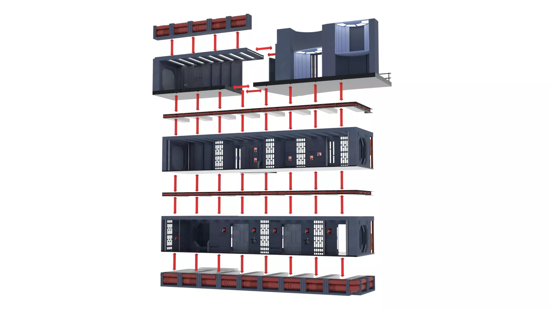 Set 2 - Death Star Shaft 1-6 Scale 3D Model Collection_38