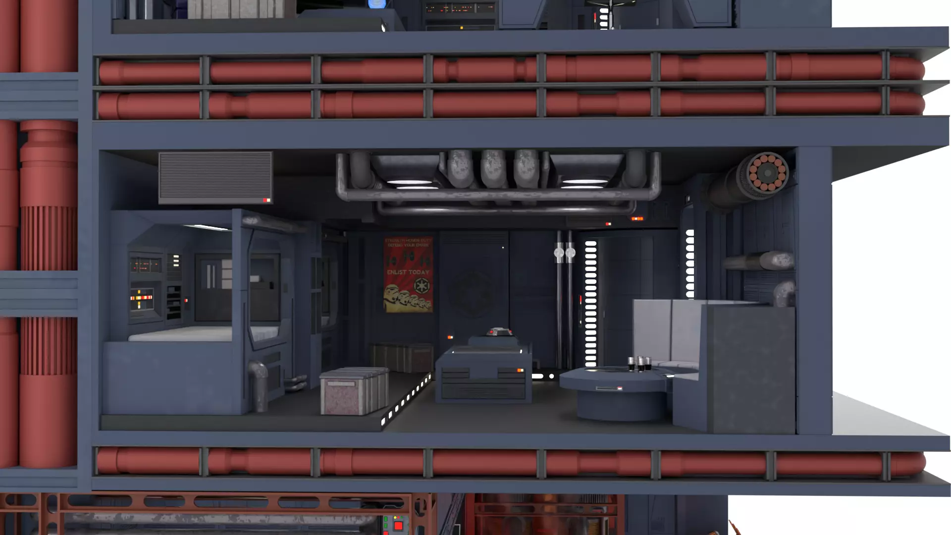 Set 2 - Death Star Shaft 1-6 Scale 3D Model Collection_10