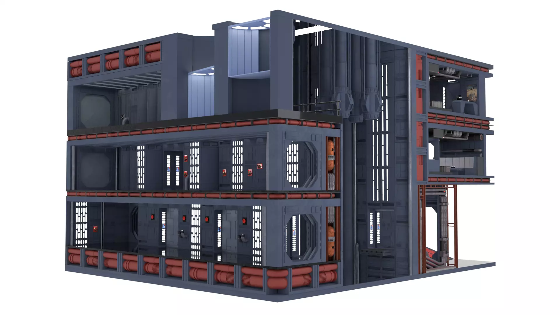 Set 2 - Death Star Shaft 1-6 Scale 3D Model Collection_15