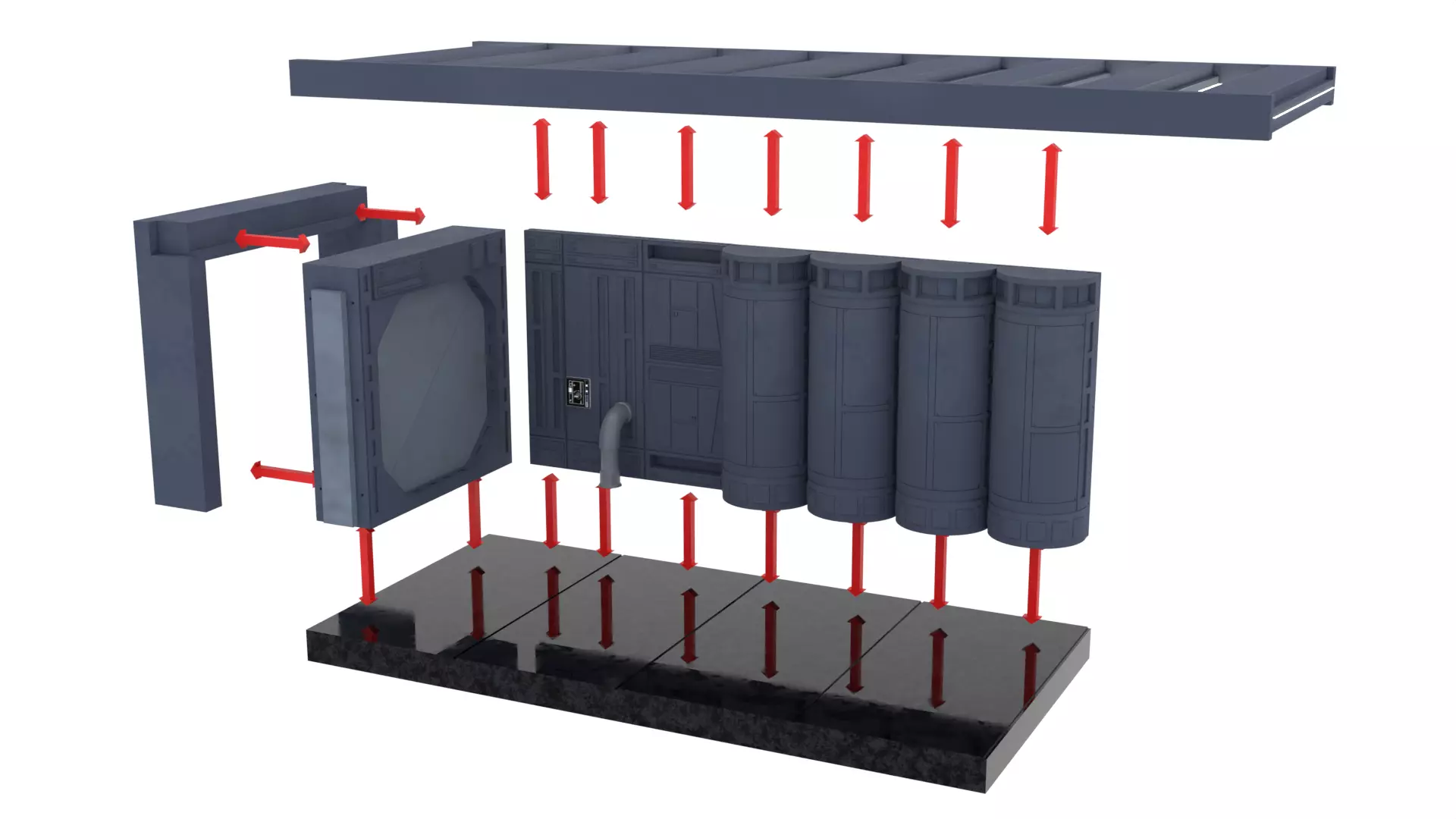 Set 2 - Death Star Shaft 1-6 Scale 3D Model Collection_41