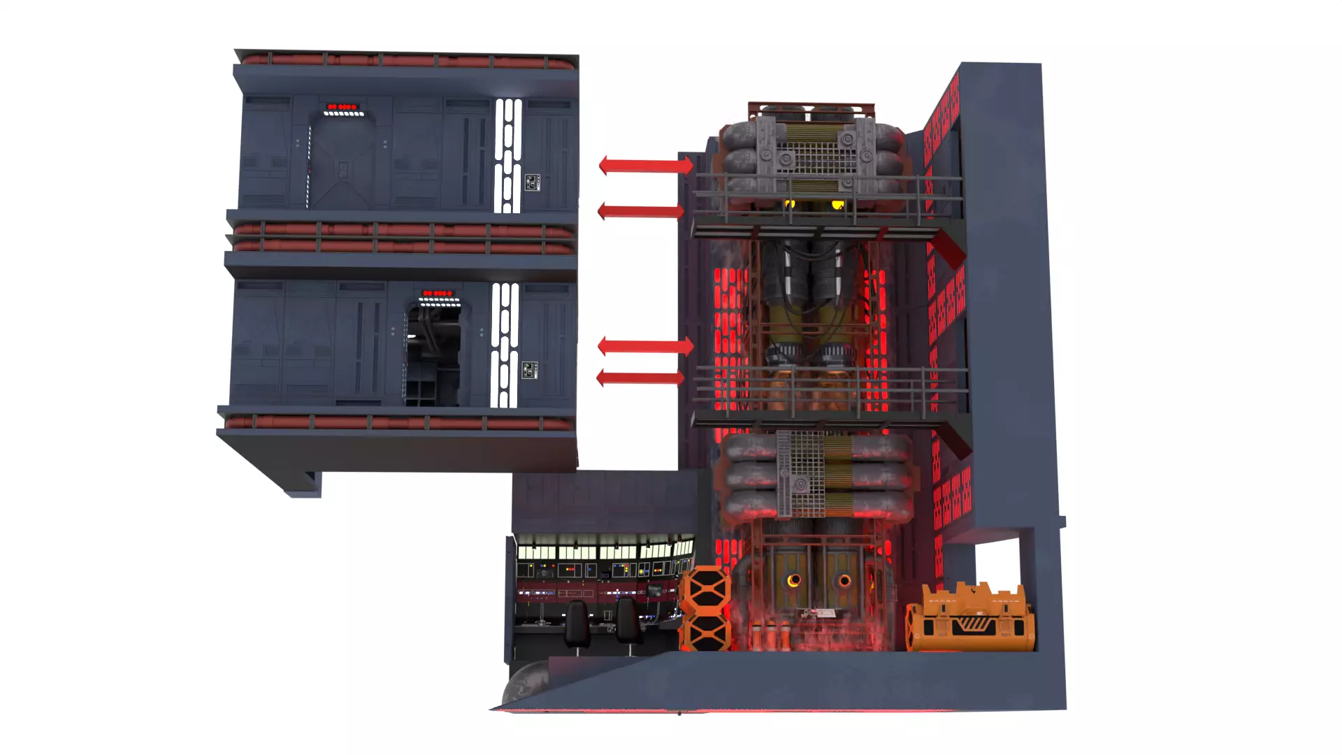 Set 2 - Death Star Shaft 1-6 Scale 3D Model Collection_70