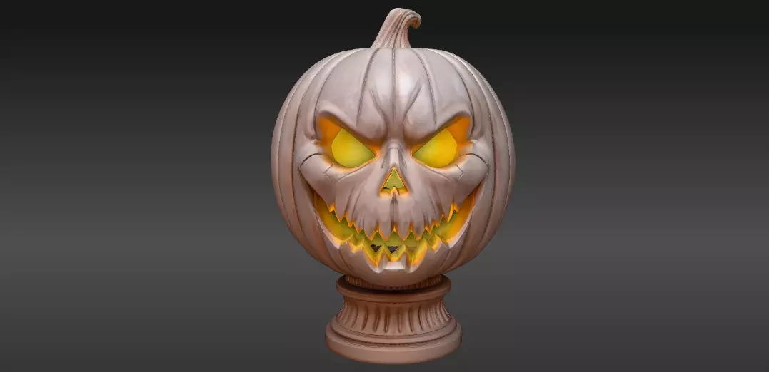 Haunted Pumpkin Sculpture 3D Model Pumpkin Halloween Decor 3D print model_0