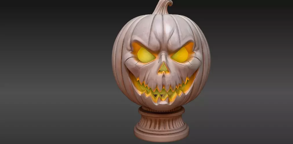 Haunted Pumpkin Sculpture 3D Model Pumpkin Halloween Decor 3D print model_1