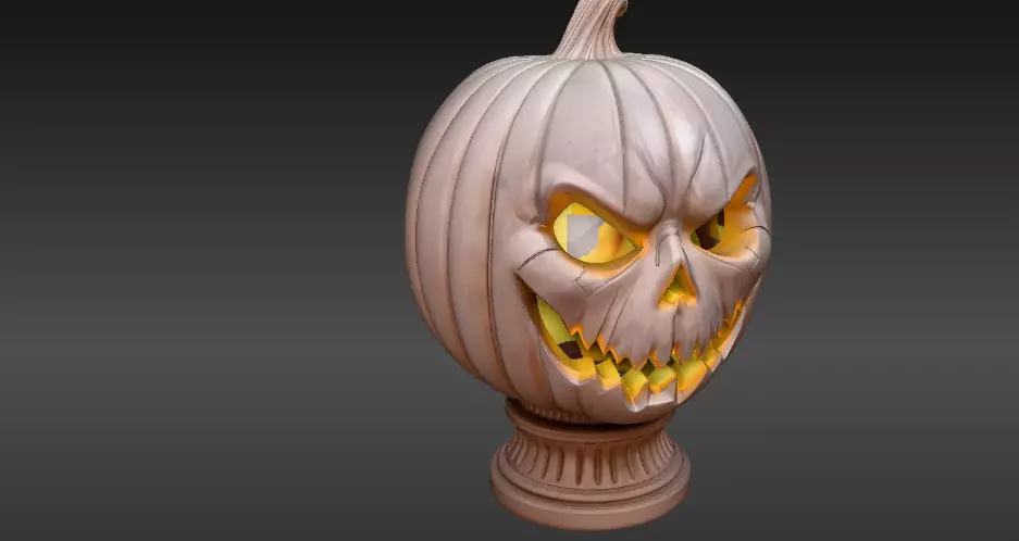 Haunted Pumpkin Sculpture 3D Model Pumpkin Halloween Decor 3D print model_5