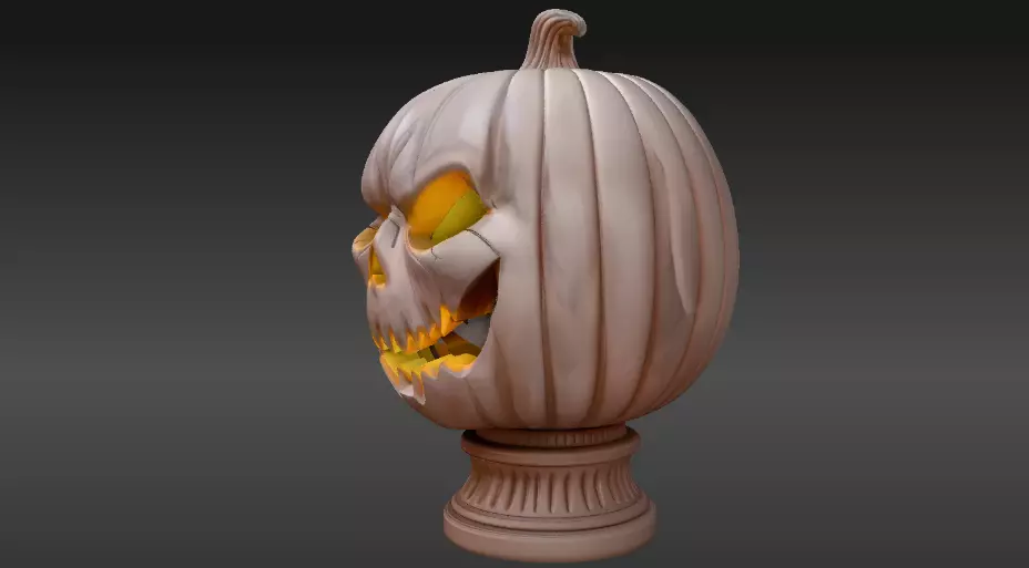 Haunted Pumpkin Sculpture 3D Model Pumpkin Halloween Decor 3D print model_3