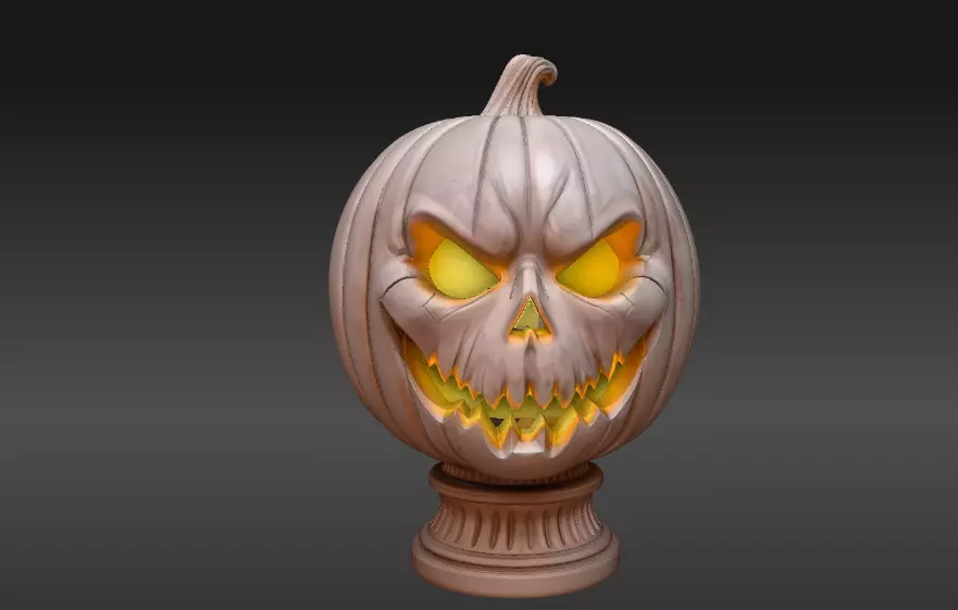 Haunted Pumpkin Sculpture 3D Model Pumpkin Halloween Decor 3D print model_2