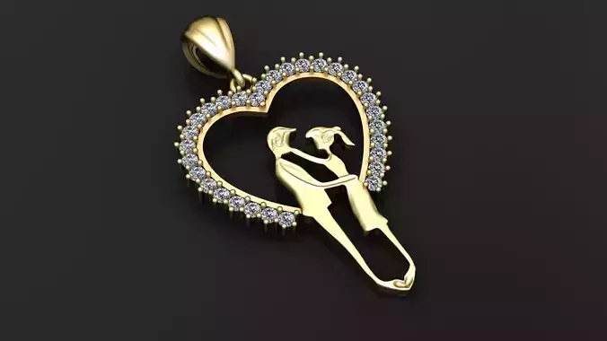 Romantic Couple Heart Pendant  