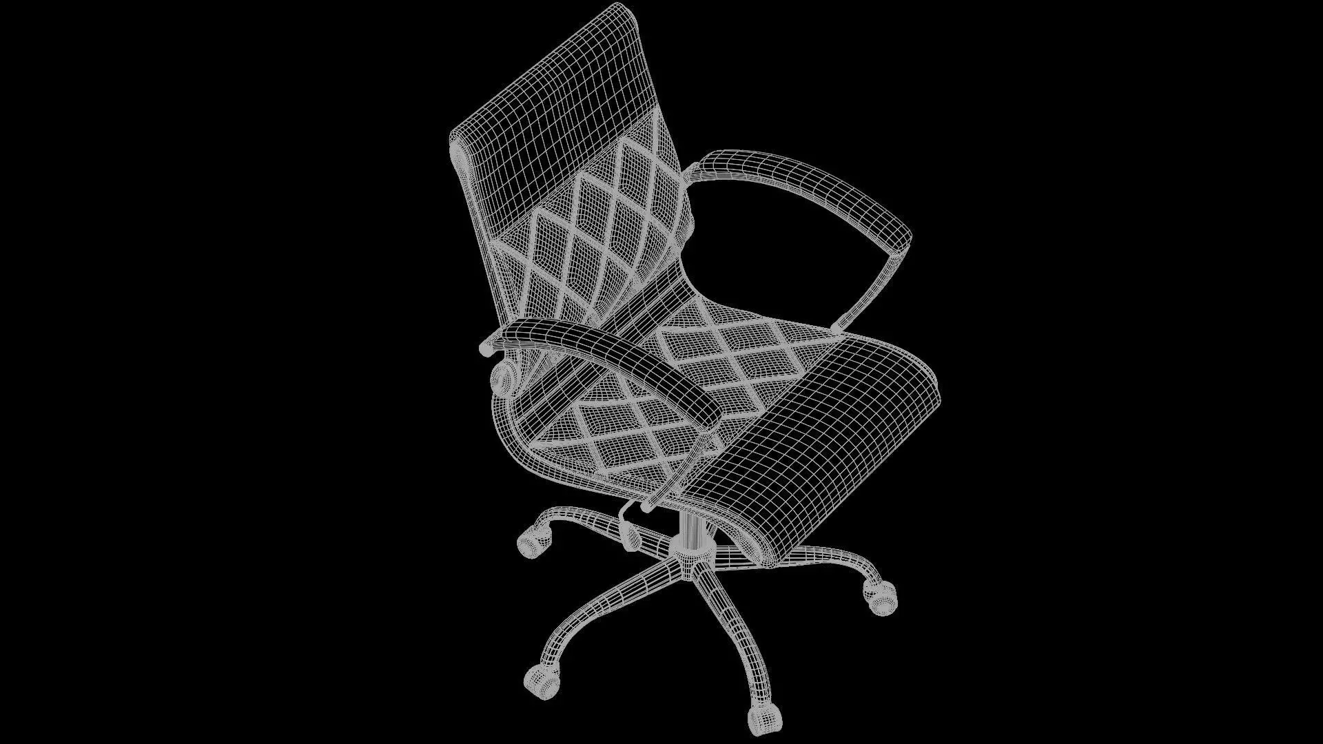 Swivel Office Chair with Chrome Base and Arms 3D model_6