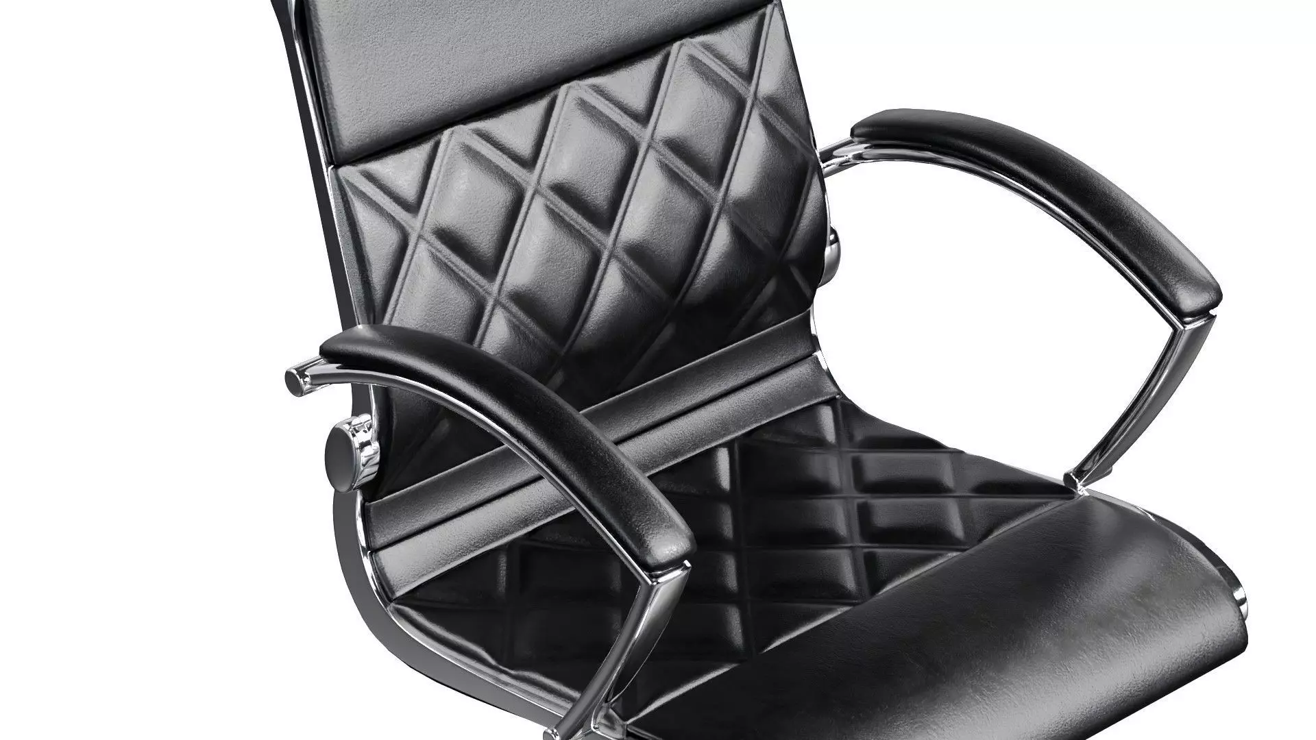Swivel Office Chair with Chrome Base and Arms 3D model_5